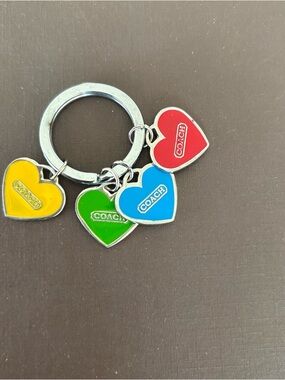 Coach Enamel Heart Keyring in Red, Blue, Green, Yellow